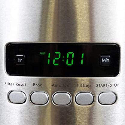 Kenmore 12-Cup Drip Coffee Maker Machine, 1.8L Programmable Filter Coffee Machine with Timer, Fast Brewing Technology, Reusable Filter, Glass Carafe, Digital Display, Charcoal Water Filter, Red