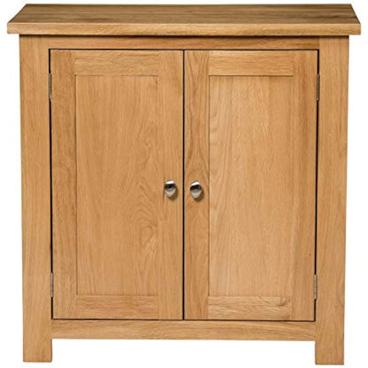 Hallowood Furniture Waverly Oak Small Wooden Cabinet with 2 Door and Adjustable Shelf, Small Oak Sideboard, Solid Wooden Cupboard for Kitchen, Bedroom or Hallway, Living Room Furniture