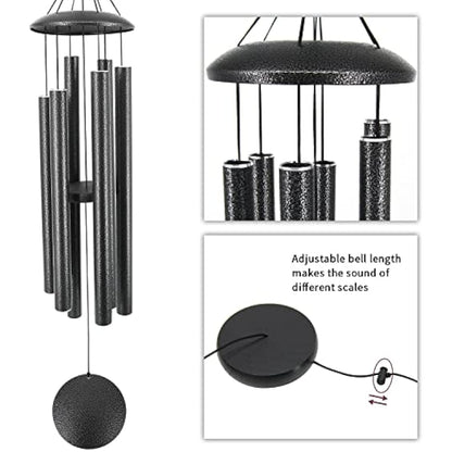 ASTARIN Wind Chimes Outdoor, 45-Inch Memorial Wind Chimes with 6 Heavy Tubes, Unique Outdoor Decor, Sympathy Gifts, Antique Silver