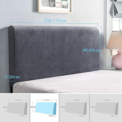 TAOCOCO Bed Headboard Covers, King Size Headboard Covers,Velvet All-inclusive Elastic Headboard Protection Cover for King/Double Bed,Grey Headboard Cover 150-170cm(Dark Grey)