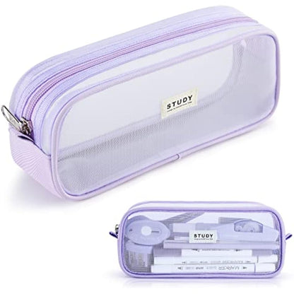 KALIDI Clear Pencil Case Large Pen Bag Stationery Pouch Cosmestic Make up Bag for Student School College Office