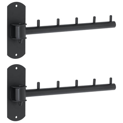 Mooche Clothes Rail Wall Mounted Black 2Pcs, Swivel Rail, 275MM