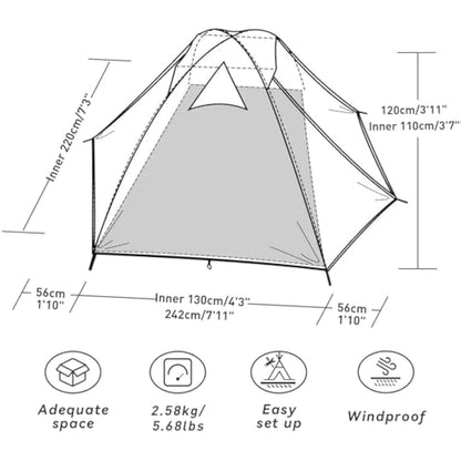 Forceatt Tent, 2-4 Man Tent for Camping, Easy Setup Lightweight Two Doors PU3000mm Waterproof Dome Tent, Windproof Instant Outdoor Tent Suitable for Traveling, Beach, Camping, Hiking, Mountaineering