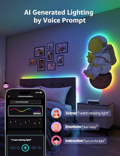 Lepro S1 AI Smart Rainbow LED Strip Light 10M, 30 LEDs/M, Music Sync, Works with Alexa & Google Home, WiFi Bluetooth App Voice Control, AI Lighting Design Assistant, MagicColor LED Lights for Bedroom