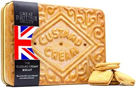 Giant Custard Cream Biscuits Gift Set - Novelty Biscuit Tin, Family Treat Box with Luxury Selection for Sharing - British Gifts, Thank You Teacher Biscuits Gift Ideas for Birthday Hamper Tins 450g