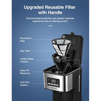 Yabano Coffee Maker, Filter Coffee Machine with Timer, 1.5L Programmable Drip Coffee Maker, 40min Keep Warm & Anti-Drip System, Reusable Filter, Fast Brewing Technology, 900W