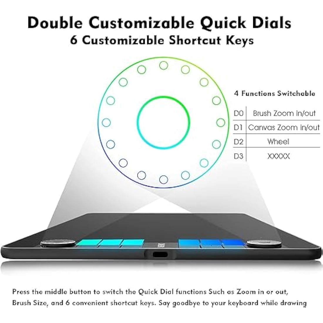 Digital Graphics Drawing Tablet, 10x6 inch VEIKK VK1060PRO with 2 Scroll Wheels, 6 Express Keys, Battery-Free Stylus with Tilt Function for Windons、Mac OS、Android And Linux