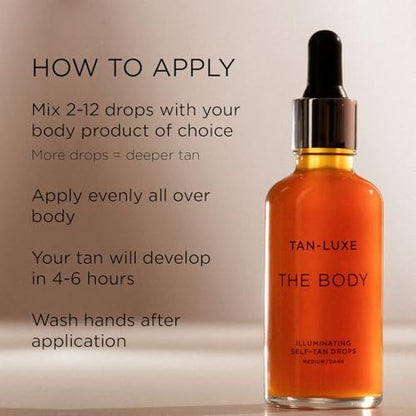 TAN-LUXE THE BODY Self Tan Drops, Add Tanning Drops to Skin Care for Custom Body Tan