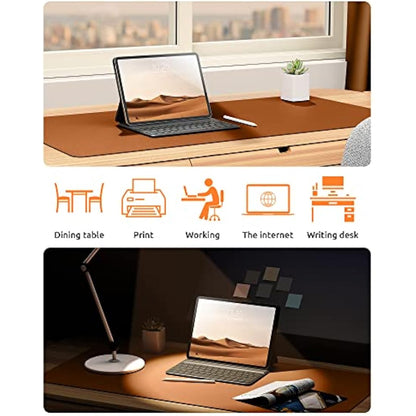 YSAGi Leather Desk Mat, Large Mouse Mat, Non-Slip Desk Pad, Waterproof PU Leather Table Protector Writing Pad for Office and Home (80 x 40 cm, Brown)