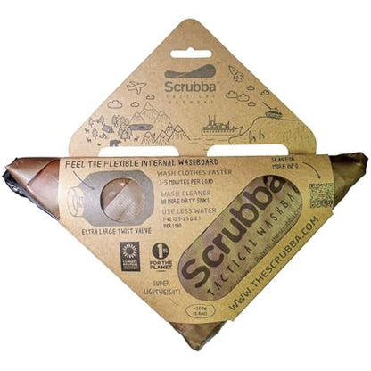 Scrubba TACTICAL Wash Bag Portable Washing Machine – Rugged Manual Clothes Washer for Camping, Travel & Deployment – Durable, Compact & Lightweight – Use with Laundry Detergent or Hand Soap – 160g