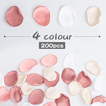 SUSNUAN 200Pcs Silk Rose Petals Artificial Flower Petals for Wedding Decor, Flower Girl Scatter Petals for Aisle Table Centerpieces Reception Proposal Party Romantic Night Decoration