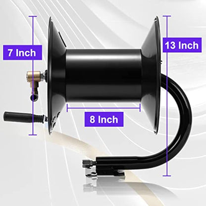 Tool Daily Pressure Washer Hose Reel, 150 FT Heavy Duty Steel Hose Reel for Power Washer, 3/8" Hose Reel Hand Crank, 4000 PSI