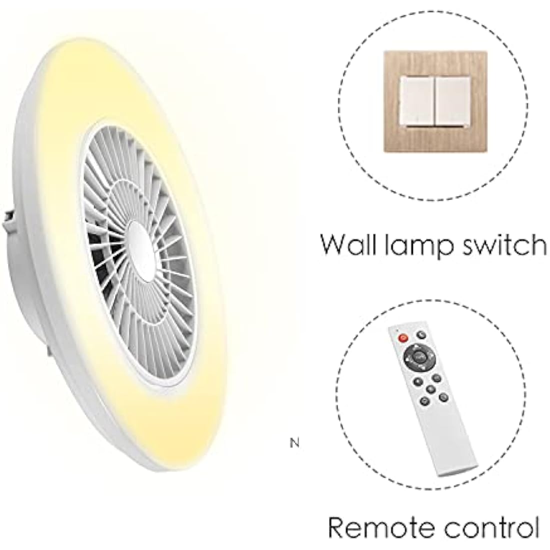 BKZO 60CM LED Ceiling Light with Fan, Ceiling Fan Lights 24 Levels Wind Speeds, Stepless Dimming Light, Modern Fan Lighting for Living Room, Dining Room, Bedroom, Office, 3000-5500K, White
