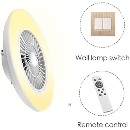 BKZO 60CM LED Ceiling Light with Fan, Ceiling Fan Lights 24 Levels Wind Speeds, Stepless Dimming Light, Modern Fan Lighting for Living Room, Dining Room, Bedroom, Office, 3000-5500K, White