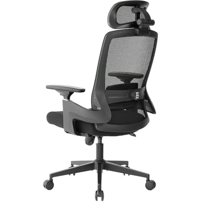 Realm of Thrones VALOUR Ergonomic Office Chair for Home, Gaming Desk Chair, 3D Headrest/High Back Mesh/Comfort Cushion Seat/3D Rotating Armrests/Adjustable Lumbar Support/Heavy Duty Steel Base (Black)