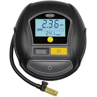 Ring Automotive TYREINFLATE 1000 Rapid Digital Tyre Inflator With Three Adaptors - Measures in PSI, BAR & Kpa