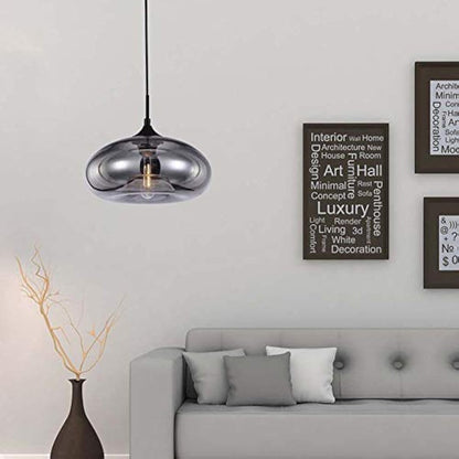 HJXDtech Pendant Light with 28cm Glass Lampsahde, Industrial Vintage Loft Bar E27 Ceiling Hanging Lamp for Kitchen, Dining &Living Room (Silver)
