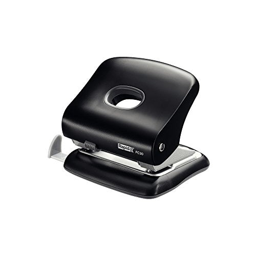 Rapid Fashion FC30 Strong 2 Hole Punch, Punches up to 30 Sheets, Adjustable Guide Bar, Ergonomic Design, Black, 23639401