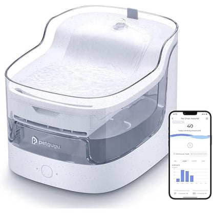 PETGUGU Smart Cat Water Fountain APP Monitor Water Intake 2L Capacity Cat Fountain Dog Water Fountain Dispenser Pet Fountain for Drinking(2.4G WiFi PF1)