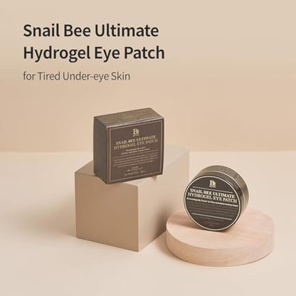 BENTON Snail Bee Ultimate Hydrogel Eye Patch 60pcs - Snail Secretion Filtrate & Seaweeds Extract Contained Nourishing & Hydrating Eye and Wrinkle Areas Patches, Soothing and Cooling