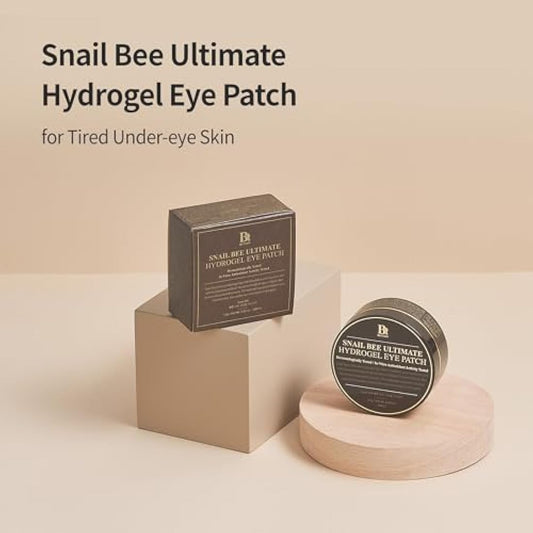 BENTON Snail Bee Ultimate Hydrogel Eye Patch 60pcs - Snail Secretion Filtrate & Seaweeds Extract Contained Nourishing & Hydrating Eye and Wrinkle Areas Patches, Soothing and Cooling
