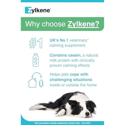 Zylkene Calming Supplements for Medium Dogs (10 to 30kg) 225mg | Promotes Relaxation | Helps Pets cope with short-term challenging situations: Loud Noises | Easily administered | 20 capsules