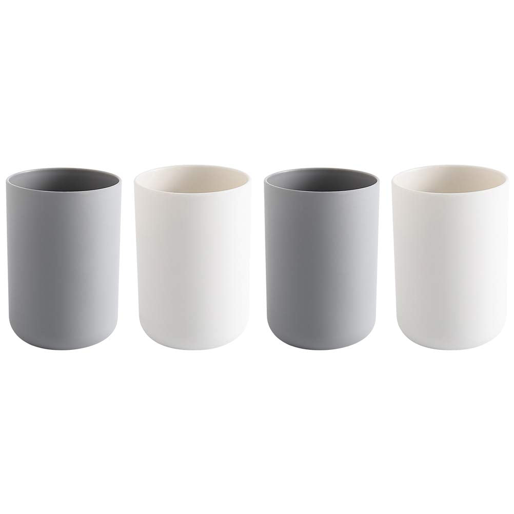 Alipis 4 PCS Toothbrush Cup: 300ML Japanese Style Plastic Toothbrush Holder - Reusable Bathroom Tumbler - Dishwasher Safe for Travel Rinsing Drinking