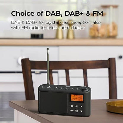 DAB Radio Portable, DAB Plus/DAB Radio, FM Radio, Small Radio, Portable Radios Mains and Battery, USB Charging for 15 Hours Playback, Large LCD Display (Spectrum by iBox)