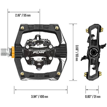 Funn Ripper Mountain Bike Clipless Pedals, Rocker Clip/Spring-Loaded Clip-in Mechanism, Compatible with SPD Cleats, 9/16" CrMo Axle Bicycle Pedals for MTB/Gravel Cycling