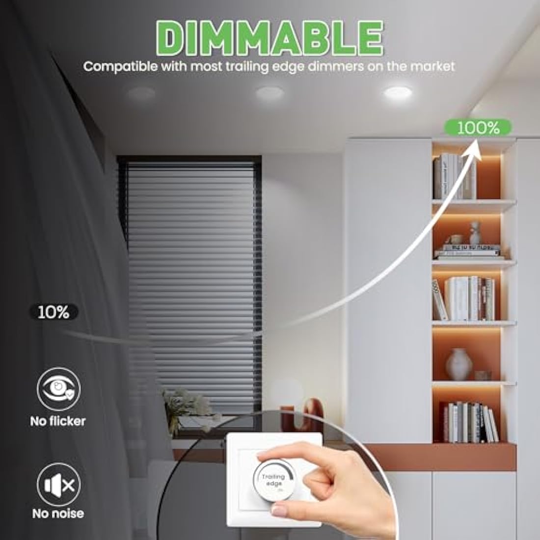 ALUSSO LED Downlights Ceiling Dimmable 8W 850LM IP44 Recessed Ceiling Lights, 3CCT 3000K Warm 4000K Neutral 6500K Cool Adjustable Bathroom Spotlights, White, 6 Pack