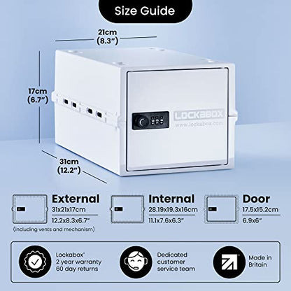 Lockabox One Opal White | Premium Lockable Storage Box | 10 Litre Combination Lock Box For Food, Medicine & Home Safety | BPA-Safe