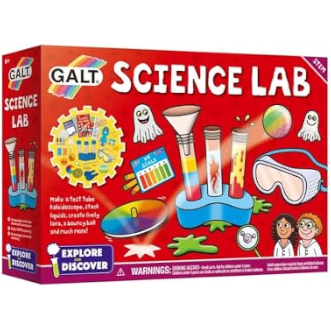 Galt Science Lab - Explore and Discover Science Kit for Kids, Childrens Craft Set - 20 Fun STEM Science Experiments and Guide Book - Make a Kaleidoscope, Lava, Bouncy Ball and More - For Ages 6 Plus