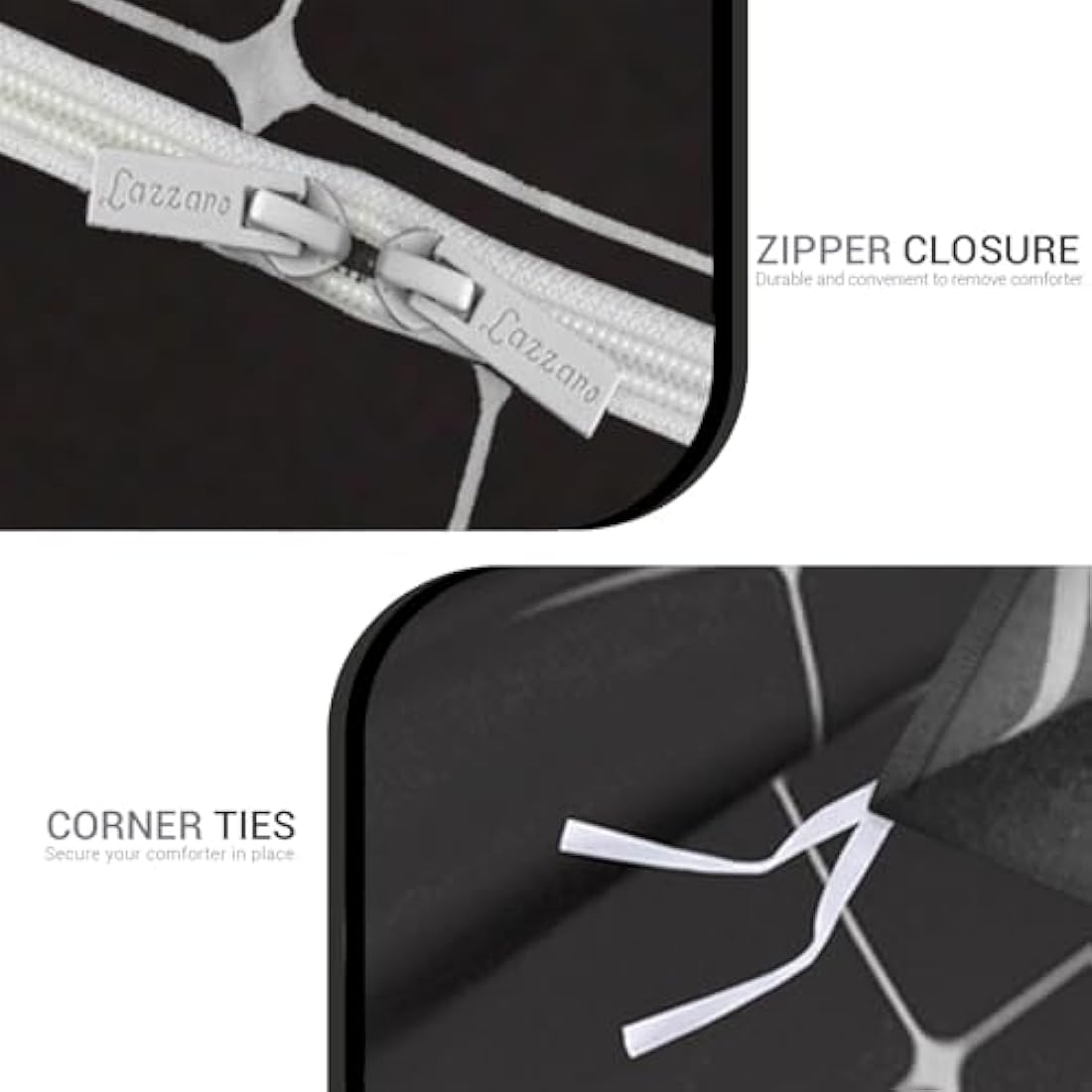 Lazzaro Double Duvet Set - Premium Microfiber Reversible Double Duvet Cover (200 x 200 cm) 3 PCs - Ultrasoft Hypoallergenic Luxury Quilt Cover Bedding Sets with Zipper Closure