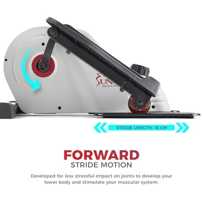 Sunny Health & Fitness Sitting Under Desk Elliptical Exerciser, Portable Pedal Training Machine for Senior Exercise, with Handle, Easy to Carry, Peddler for Home Workout, Optional Free SunnyFit App