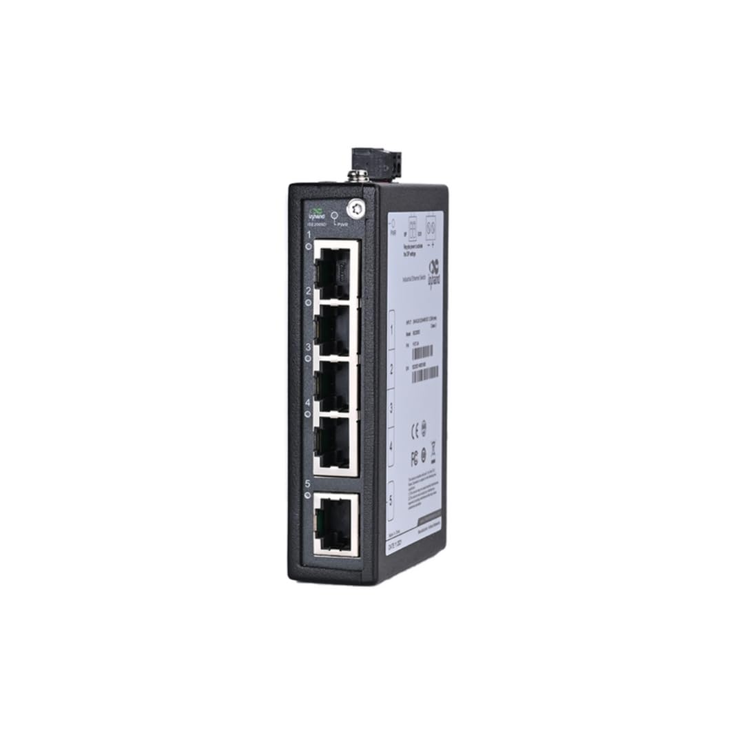 InHand Networks Industrial Network Switch, 5 Ports Gigabit RJ45 Ports,IP30, DIN Rail, FCC/CE/UL Certification, Industrial Switch,DIP switch for QoS