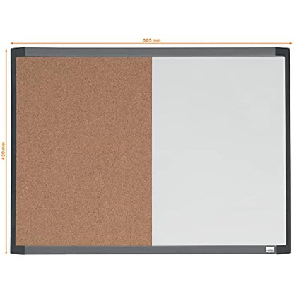 REXEL Small Magnetic Whiteboard & Cork Notice Board Combo, Assorted Two Tone Trim, Dry Wipe, Wall Mountable, Integrated Pen Clip, Home/Office, 585 x 430 mm, 1903784