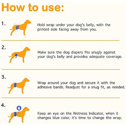 Dono Dog Nappies Male, Dog Belly Bands with Wetness Indicator, Disposable Male Wraps, Super Absorbent and Leak-proof, Puppy Nappies for Incontinence, Marking Issues, Traveling (6XS -84count)