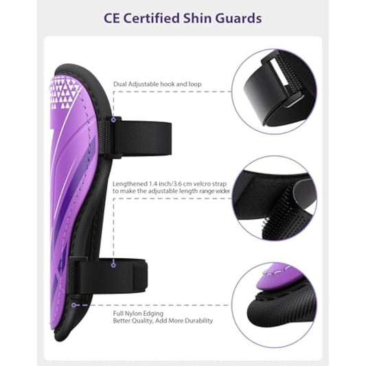 AirsFish Shin Pads Boys Certified Kids with Ankle Protection,High Strength Shin Pads,Breathable Non Slip Extended Adjustable Straps,Protective Football Equipment for Boys and Girls