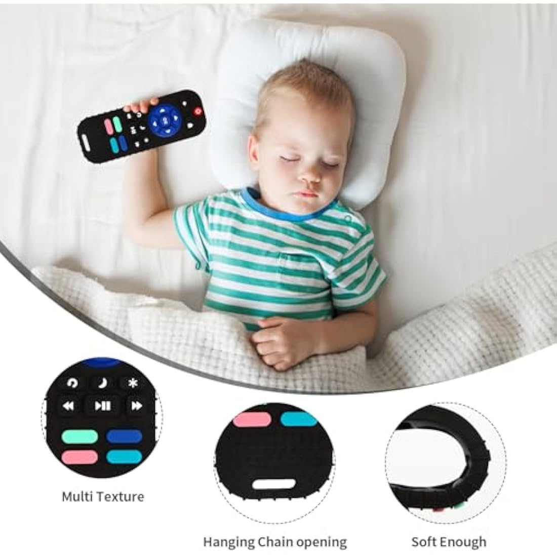 Hooku 2 Pack Silicone Teething Toys for Babies 0-6 Months, Teethers for Babies 6-12 Months, Remote Teether for Baby, Sensory Toys for Babies, Baby Chew Toys