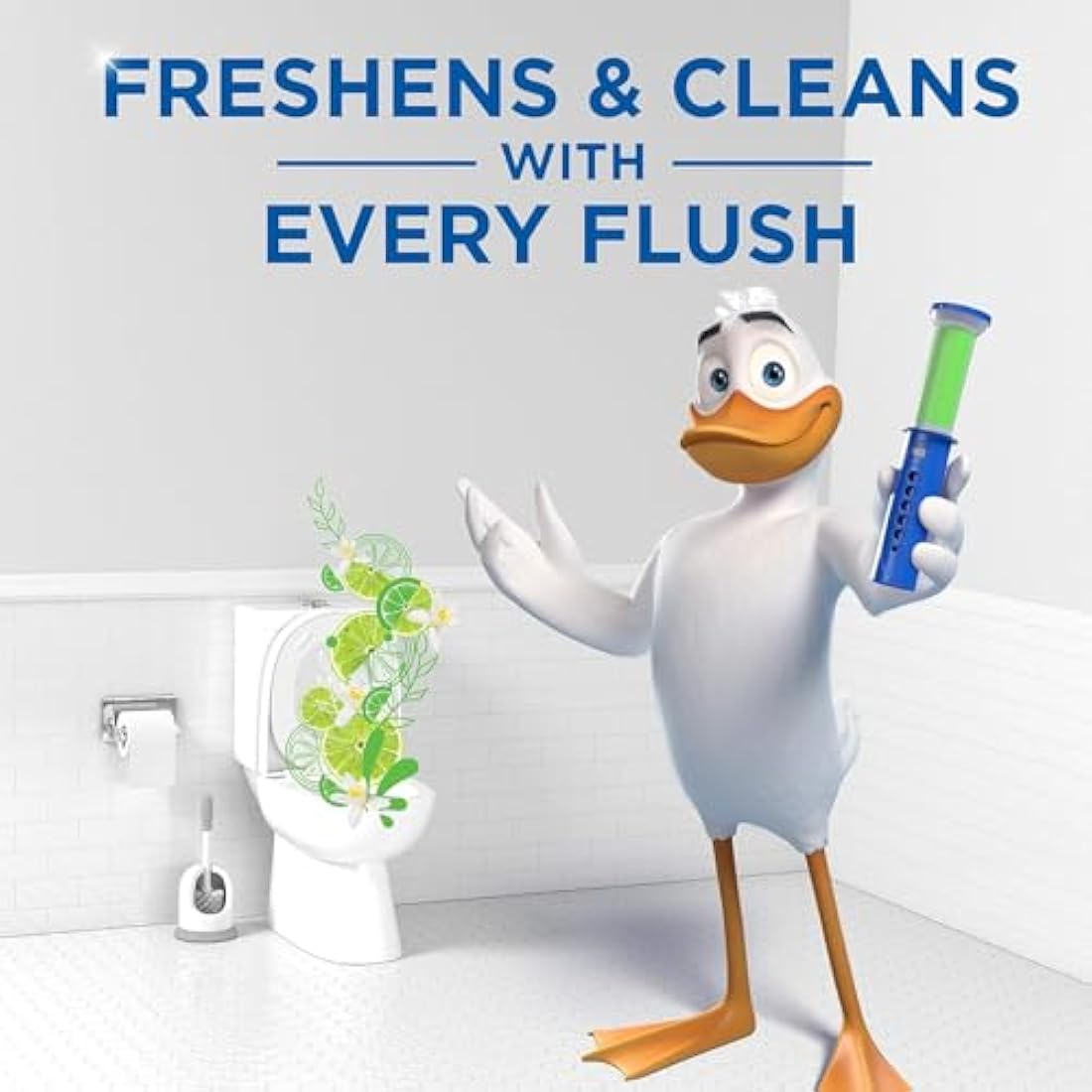 Duck Fresh Discs Toilet Cleaner Starter Kits, Fights Stains That Harbour Germs, Prevents Limescale Build Up, Lime, Starter Kit (1 Holder + 3 Refill Tubes)