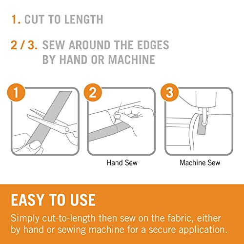 VELCRO Brand | Sew on Fabric Tape | Cut-to-Length Strong Hook & Loop Self Adhesive Tape Perfect for Crafting, Clothing Repairs & Hemming | White |