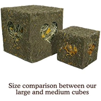 Rosewood Naturals I Love Hay Forage Cube, Small Animal Treat and Gnaw Toy for Rabbits, Guinea Pigs, Chinchillas, Degus, Hamsters, Gerbils, Mice and Rats - Large
