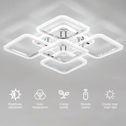 Qcyuui LED Ceiling Light Square, Modern Flush Mount Chandelier Lighting,Dimmable Bedroom Ceiliing Lamps Nordic Design for Living Room