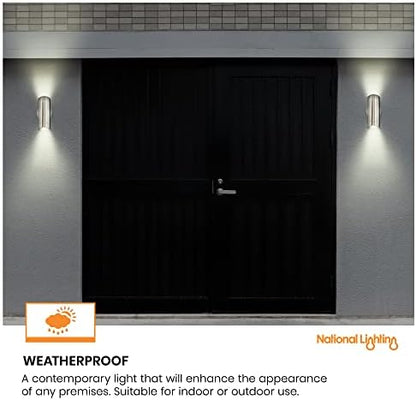 National Lighting Marine Grade Spot Lights - Outdoor Up Down Lights - Stainless Steel IP65 Rated Waterproof Wall Light Spotlights for Coastal Areas - Max 35W Halogen or GU10 LED (Not Included)