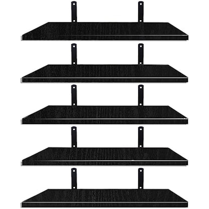 Mardili Shelves Wood Wall Mounted Shelf, Rustic Shelves Set of 5（Black）