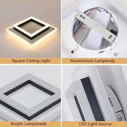 DELIPOP Modern Ceiling Lights, 30W 3375LM Square Ceiling Lamp Warm Light 3000K, LED Ceiling Lighting for Bedroom Living Room Hallway Office Kitchen Balcony