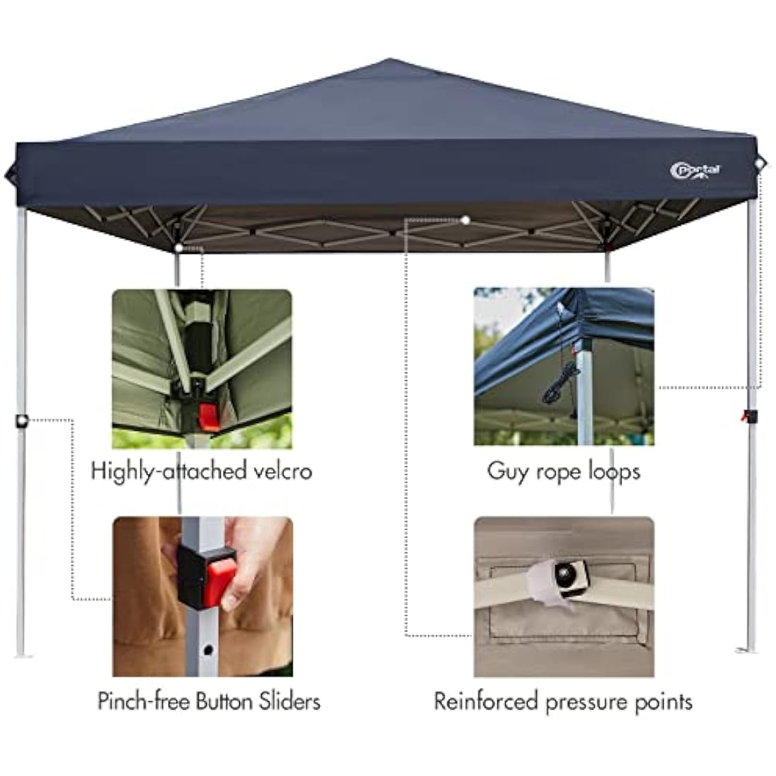 PORTAL Pop up Gazebo 3m x 3m (10x10ft) Heavy Duty Commercial Grade Instant Event Shelter Garden Canopy Outdoor Camping Gazebo 1000mm Water Resistant Sun Shade Shelter Fire Retardant for Hot Tub Beach