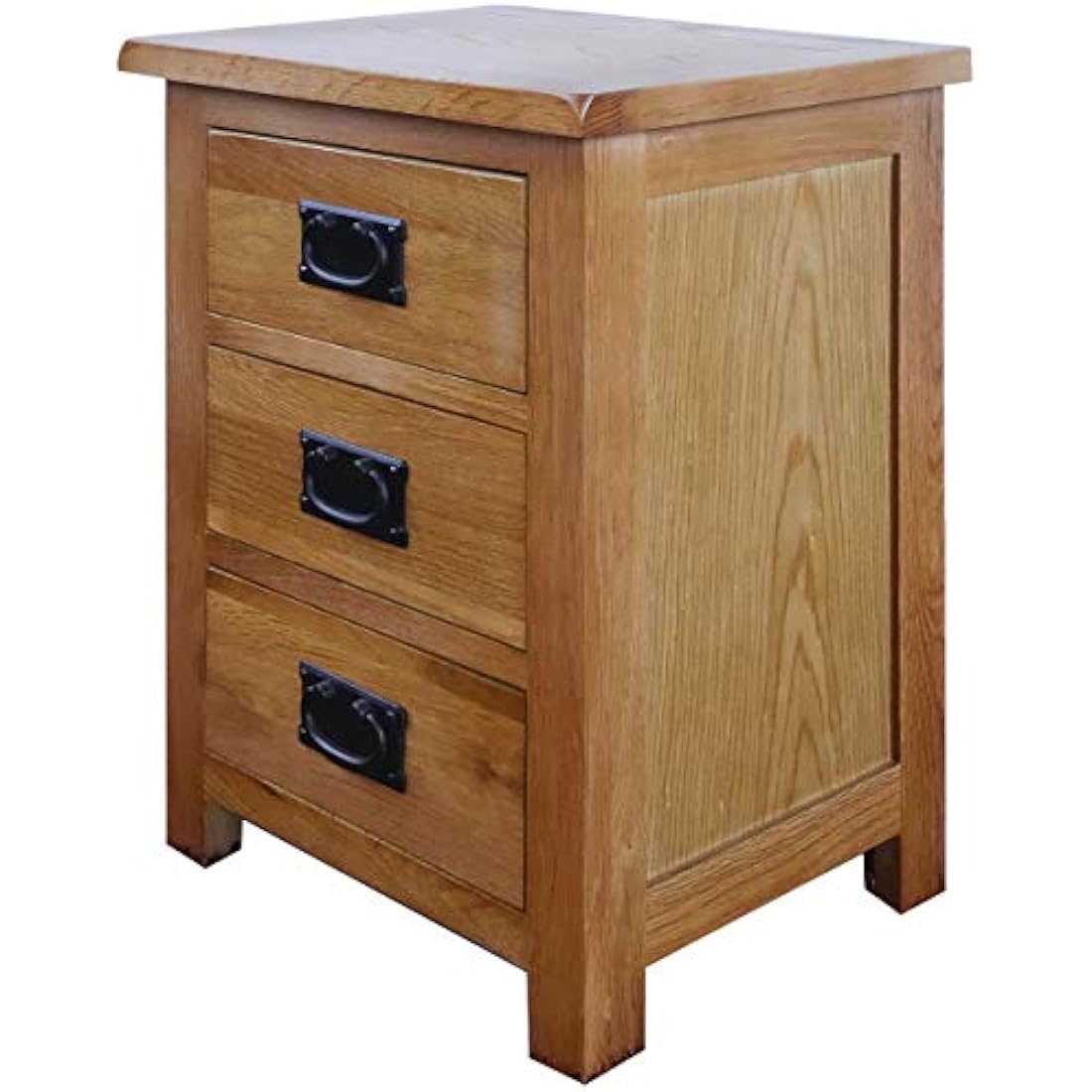 Aurotrice OAK Bedside Table 3 Drawers, NC Paint Cabinet, OAK MDF Board & Hardwood W:42 D:32 H:56 CM
