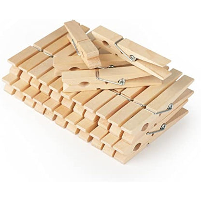 jijAcraft 100PCS Wooden Pegs 7.2CM: Clothes Pegs for Washing Line, Wooden Washing Peg for Arts and DIY Crafts, Strong Laundry Peg for Hanging Photo, Socks, Baby Clothes, Outdoor Indoor