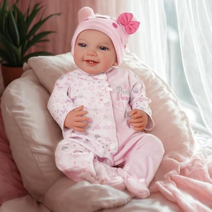 BABESIDE Lifelike Reborn-Baby Dolls 20 Inch Realistic Baby Dolls Softness Body Real Life Newborn Baby Doll Girl Lovely Awake with Gift Box for Kids Birthday & collecting (Leen) Silicone Vinyl Limbs